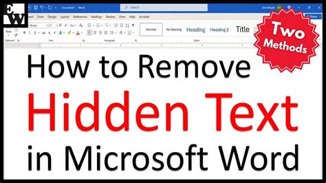 how do you remove hidden text in word