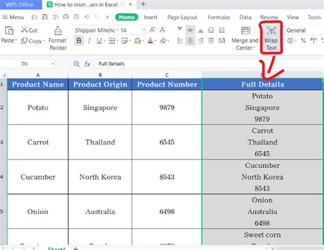 how do you return in an excel cell on a mac