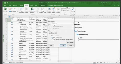how do you set a baseline in ms project