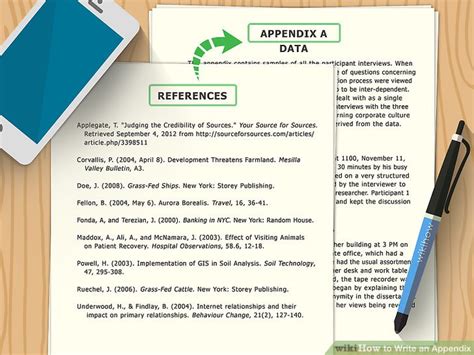 how do you show an appendix in a document