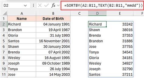 how do you sort dates in excel by month and day