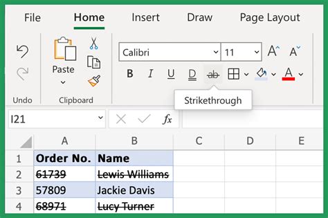 how do you strike through text in excel on mac