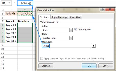 how do you use data validation in excel based on another cell