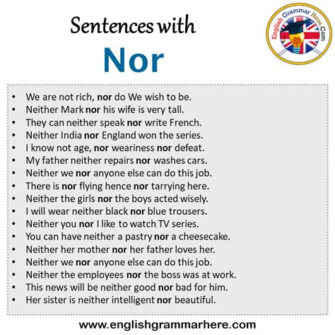 how do you use nor in a sentence example