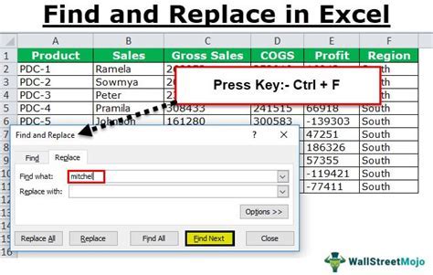 how do you use the find and replace function in excel