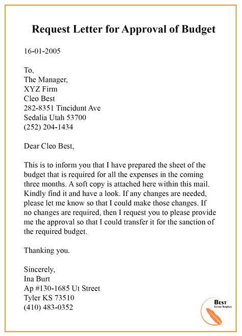 how do you write a budget request letter