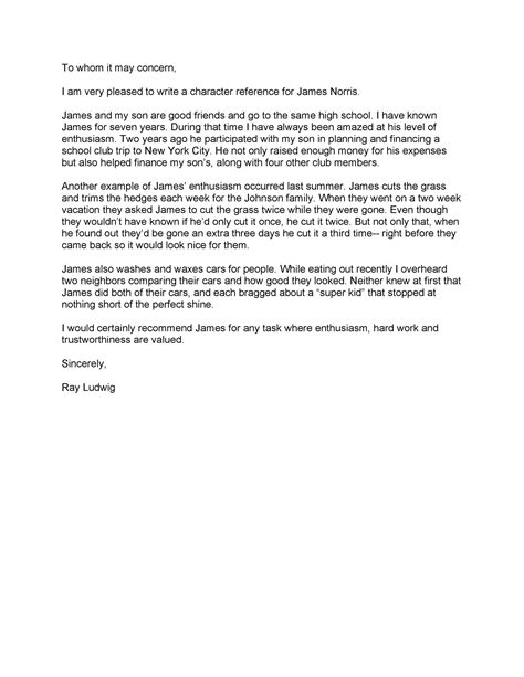 how do you write a character reference letter