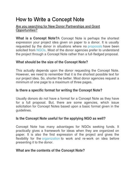 how do you write a concept note example