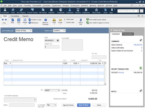 how does a credit memo work in quickbooks