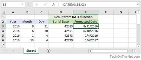 how does date function work in excel