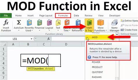 how does mod function work in excel