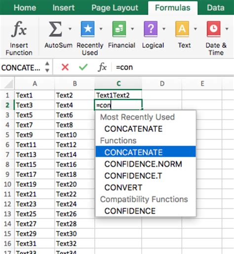 how does the concatenate formula work in excel
