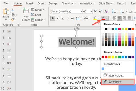 how does the eyedropper work in powerpoint