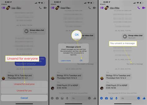 how does unsending a message on messenger work