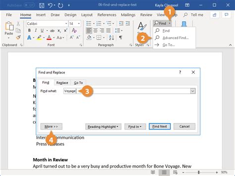 how find and replace text in word