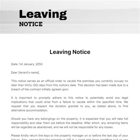how long is a notice to leave valid for
