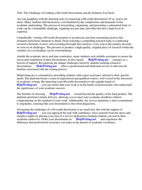how many credits is a dissertation uk