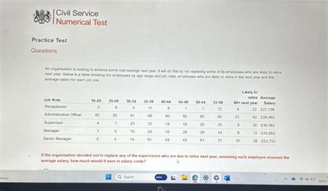 how many questions are in the civil service numerical test