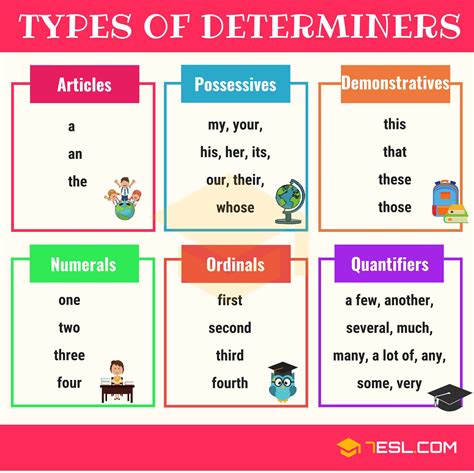 how many types of determiners in class 10th