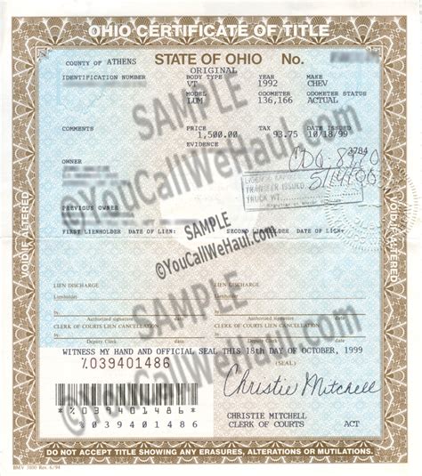how much does it cost to get a title notarized in ohio