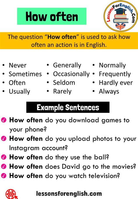 how often questions examples with answers