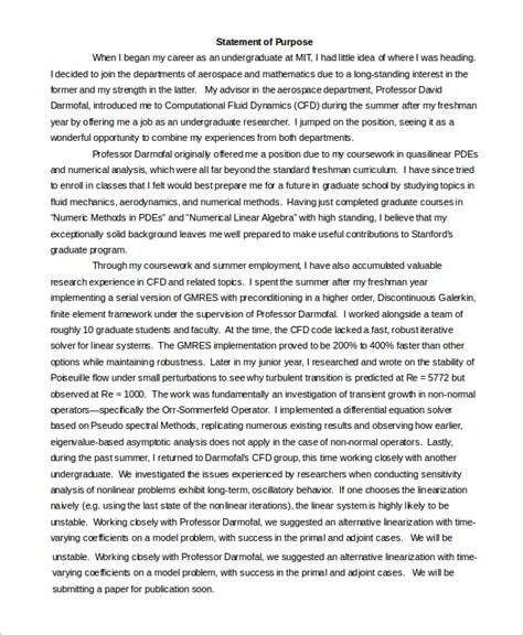 how should a statement of purpose be formatted