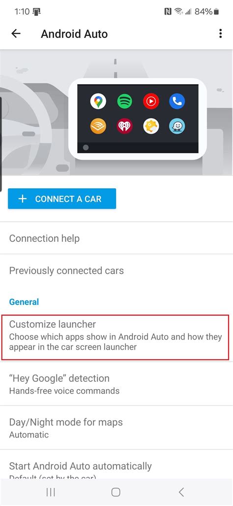 how to access android auto settings