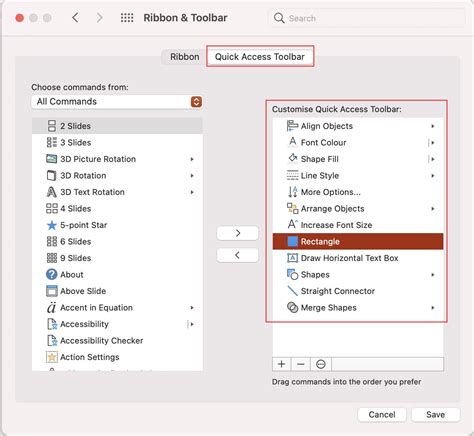how to access quick access toolbar on mac