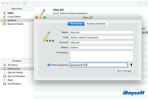 how to access saved wifi passwords on mac