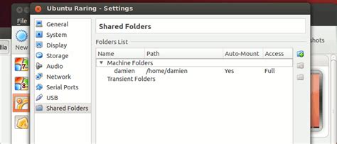 how to access shared folder in ubuntu virtual machine