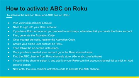 how to activate abc on roku