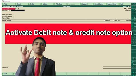 how to activate debit note in tally erp 9