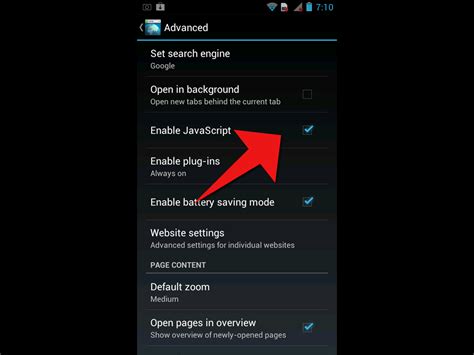 how to activate javascript on phone
