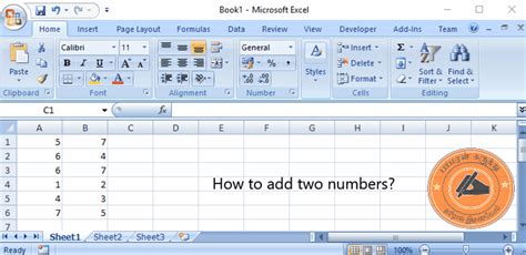 how to add 2 numbers in excel