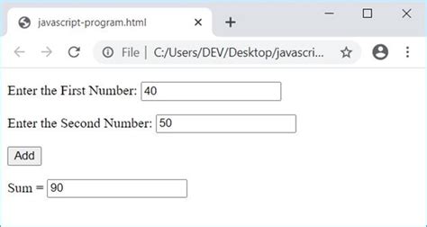how to add 2 values in javascript