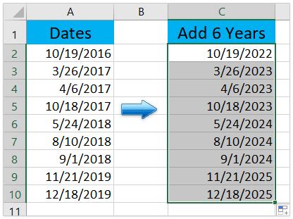 how to add 3 years in excel