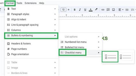 how to add a check box on google docs