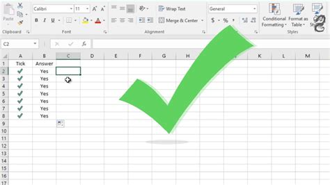 how to add a check mark or tick mark symbol in excel