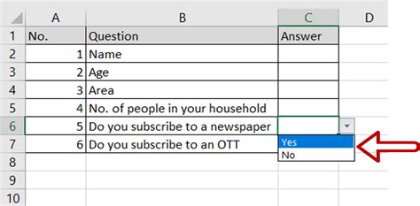 how to add a drop down list in excel with yes or no