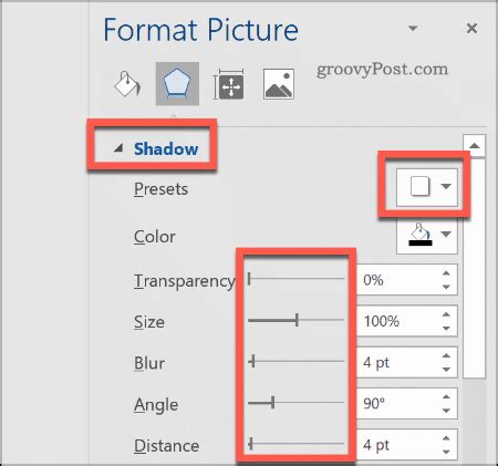 how to add a drop shadow in word