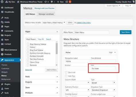 how to add a header menu in wordpress