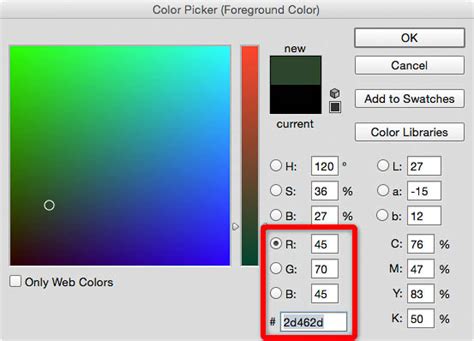 how to add a hex color in photoshop