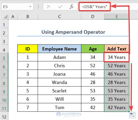 how to add a letter at the end of each cell in excel