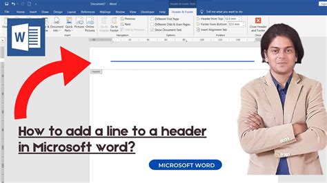 how to add a line on header in word