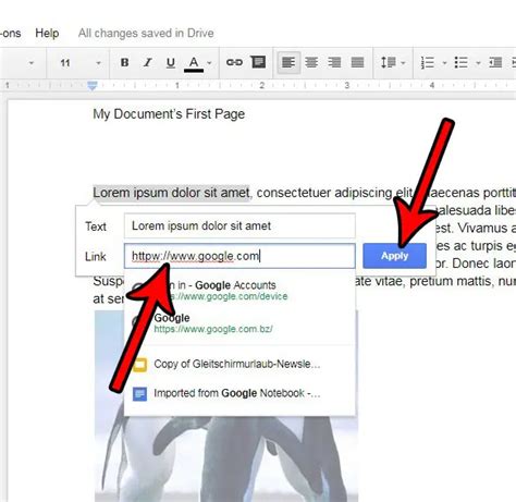 how to add a link on google docs