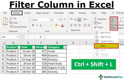 how to add a list filter in excel