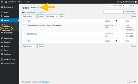 how to add a menu to a specific page in wordpress