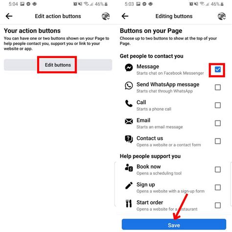 how to add a message button on facebook page