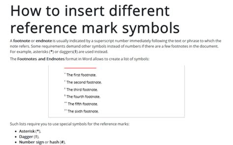 how to add a note reference mark in word