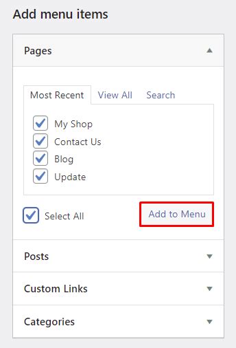 how to add a page under a menu in wordpress